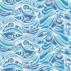Schapenvacht deken met foto Zee abstract blauw en wit patroon