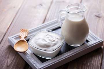 Fresh dairy products - milk, sour cream.