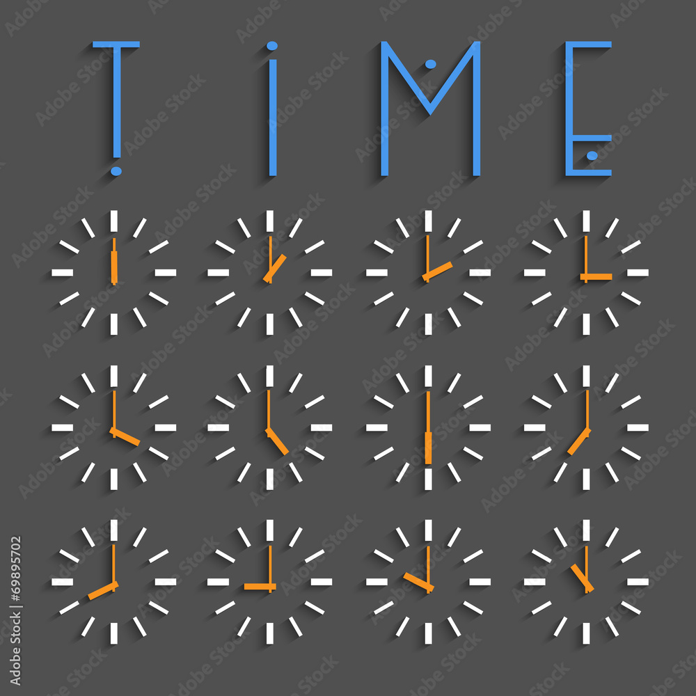 Wall mural vector set of clocks with transparent shadow