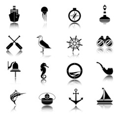 Nautical icons set black