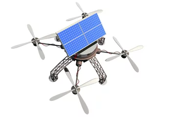 Fototapeten Robot helicopter vliegt op zonne energie © emieldelange