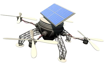 Fototapeten Vliegende drone met pv panelen © emieldelange