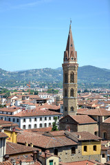 Fototapeta na wymiar Ancient bell tower seen from Florence