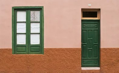 Poster green door and window © aygulchik99