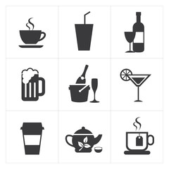Drinks and beverages icon set