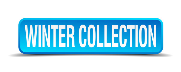 Winter collection blue 3d realistic square isolated button
