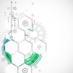 Abstract technological background with various technological ele