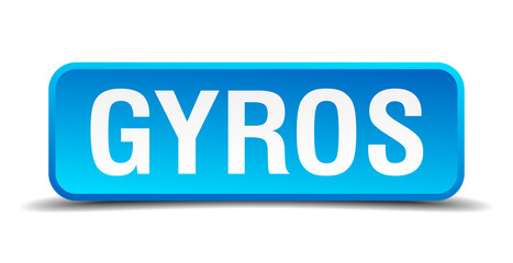 Gyros blue 3d realistic square isolated button