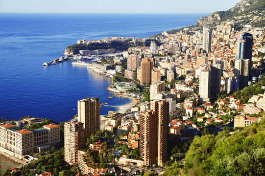 View of the city of Monaco. French Riviera