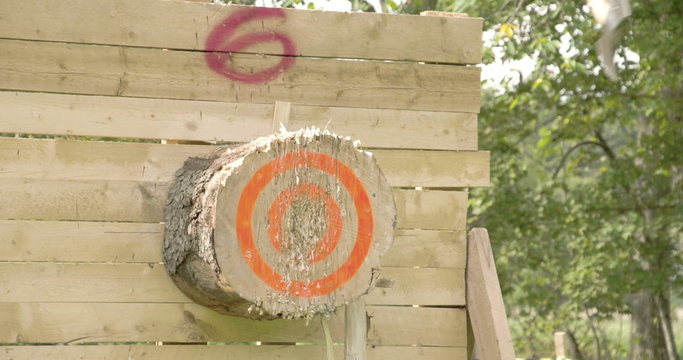 An axe throwing contest happening
