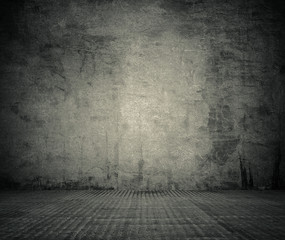 old grunge room with concrete wall