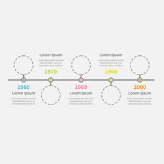 Timeline Infographic empty dash line circles text Template Flat 