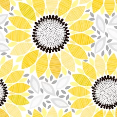 Fototapeten Seamless pattern with sunflowers. Abstract floral background. © maritime_m