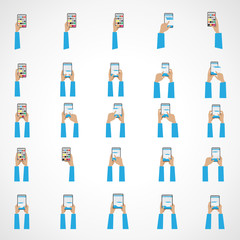 Finger Touching Screen Set - Isolated On White Background