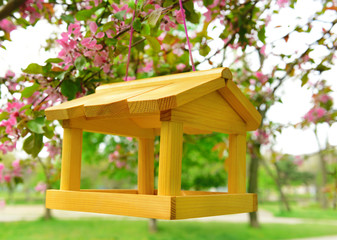 Fototapeta na wymiar Birdhouse in garden outdoors