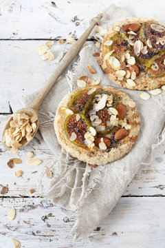 homemade rustic cookies with figs and almond slices