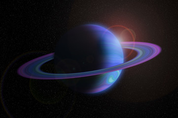 Giant gas planet with ring in outer space