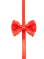 Red ribbon and red bow isolated on white