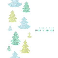 Green blue Christmas trees silhouettes textile vertical frame