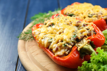 Stuffed red peppers with greens