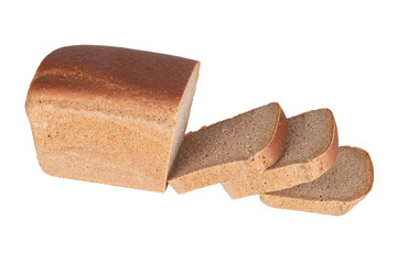 black bread sliced ​​isolated on white background