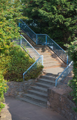 Fototapeta premium Stairs With Blue Railings