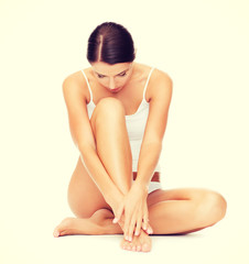 Fototapeta premium beautiful woman in white cotton underwear