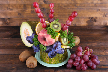 Table decoration made of fruits