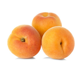 Ripe apricots fruit isolated on white background