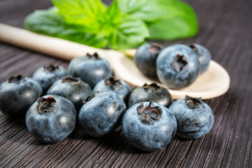 Blueberry on wooden board