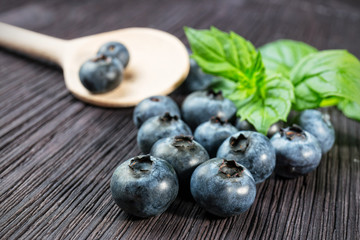 Blueberry on wooden board