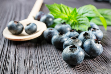 Blueberry on wooden board