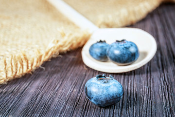 Blueberry on wooden board