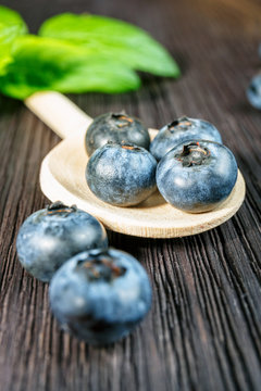 Blueberry on wooden board