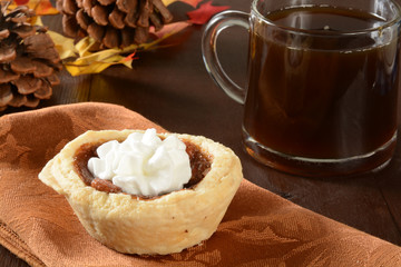 Mini pecan pie and coffee