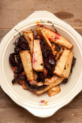 close up roast vegetables