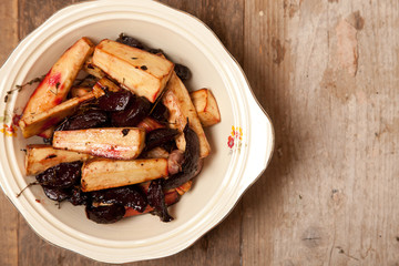 roast parsnips and beetroots