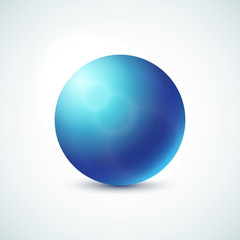 Blue glossy sphere isolated on white