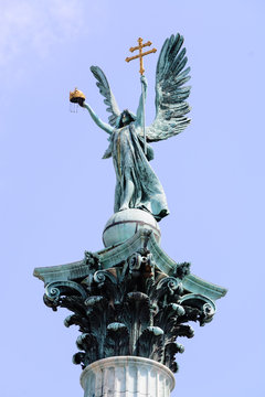Archangel Gabriel at the Heroes square in Budapest