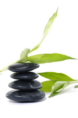 Stacked pebbles & bamboo leaf- Beauty treatment