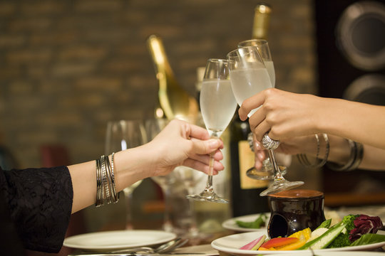 Women to toast with champagne