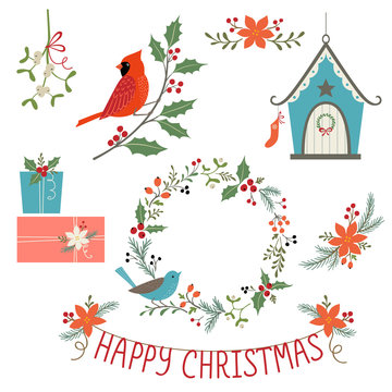 Christmas decorations and birds