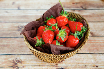 ripe strawberries in a basket