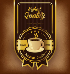 Premium coffee label design over vintage background