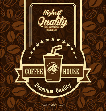 Brown background with coffee label