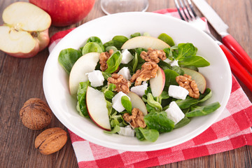 autumn salad with apple, cheese and walnut