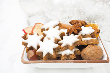 star cookies, nuts, spices, Christmas decorations