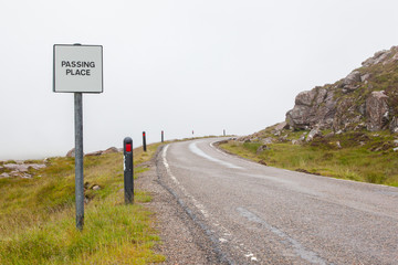 Passing Place Sign at the side of the road