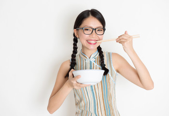  Asian Chinese female eating