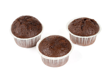 Three chocolate muffins
